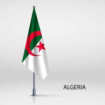Hanging flag on flagpole Algeria