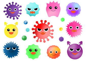 水彩　ウイルス　ばい菌　water color virus icon
