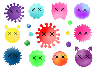 水彩　ウイルス　ばい菌　water color virus icon