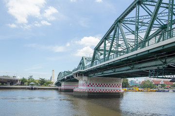 Buddhist bridge in Bangkok cross Chao phraya river.