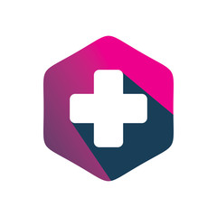 Obraz premium full color hexagon plus media logo design