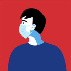 Male Avatar. Male Character in Face Mask