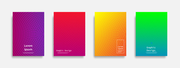 Minimal covers design. Halftone dots colorful design. Future geometric patterns. Eps10 vector.