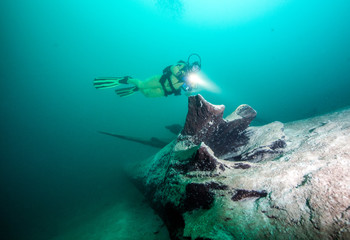 Scuba Diving in lake Attersee, Austria