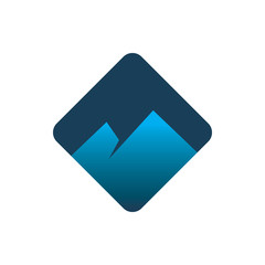 blue color diamond mountain logo design