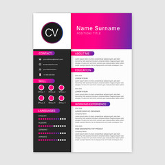 Beautiful CV / Resume template - vector minimalist - color resume cv template