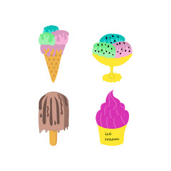 Hand drawn ice cream cone. Vector illustration. EPS 10