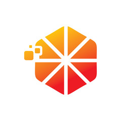 hexagon fruit digital pixel logo design