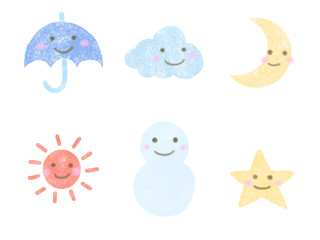 Set of hand drawn  weather illustrations