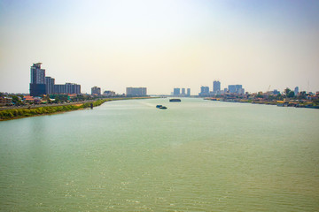 A beautiful view of mekong river at Phnom Penh, Cambodia.