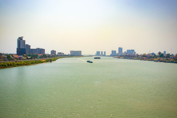 A beautiful view of mekong river at Phnom Penh, Cambodia.