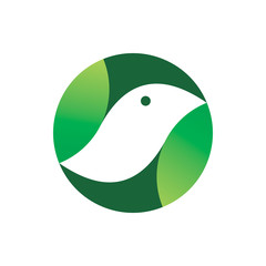 green nature leaf bird logo design