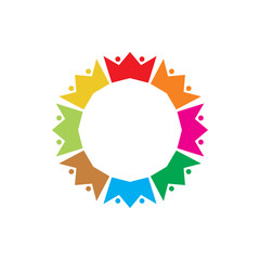 circle creative full color king crown logo design