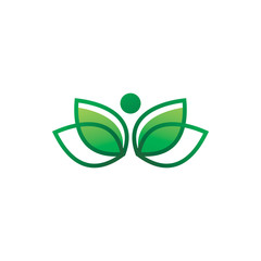 green nature leaf people logo design