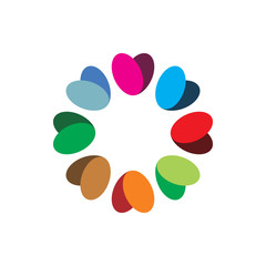 creative full color circle leaf logo design