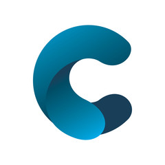 blue color letter c logo design
