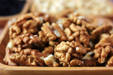The walnuts are on the plate.