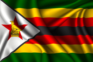 Obraz premium Zinbabwe national flag of silk.