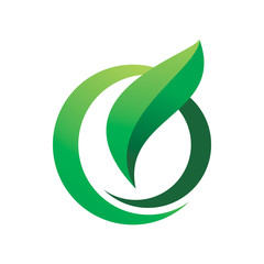 circle green nature leaf logo design