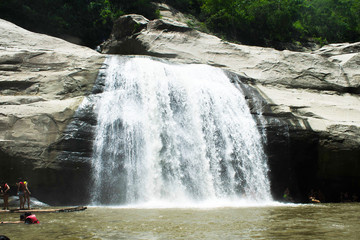 The Tangadan Falls located at La Union Pangasinan in the Philippines. Scenic Waterfalls in the Philippines.
