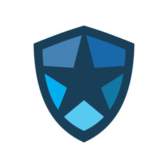blue secure shield star logo design