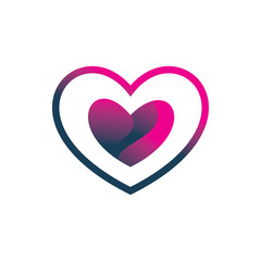 full color line love hearth logo design
