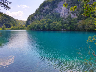 Emerald lake in the Plitvice lakes National Park, Croatia