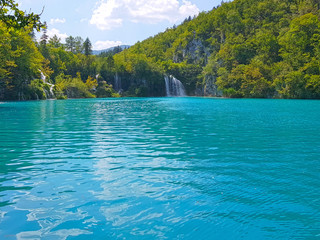Emerald lake in the Plitvice lakes National Park, Croatia