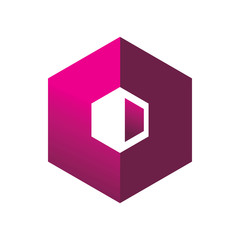 hexagon color cube logo design
