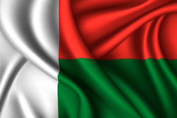 madagascar national flag of silk. Template for your design