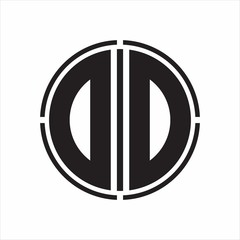 DD Logo initial with circle line cut design template on white background