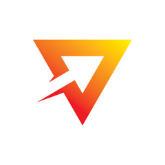 full color triangle motion arrow logo design