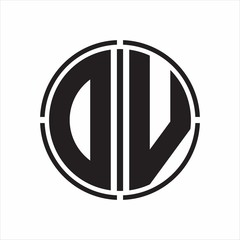 DV Logo initial with circle line cut design template on white background