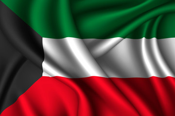 kuwait National flag of silk Template for your design