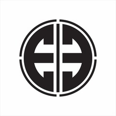 EE Logo initial with circle line cut design template on white background