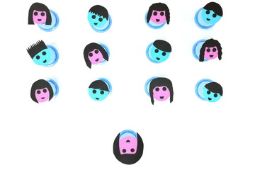 Naklejka premium Back to school concept. Happy teacher and pupils inside classroom.