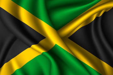 jamaica national flag of silk. Template for your design