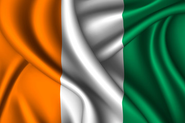 Obraz premium ivory coast national flag of silk. Template for your design