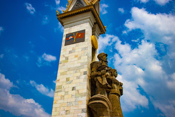 A beautiful view of Cambodia Vietnam Friendship Monument at Phnom  Penh city.