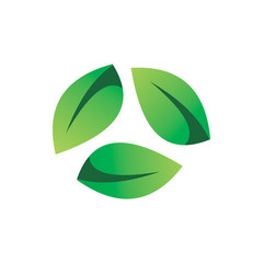 triple healthy green nature leaf logo design