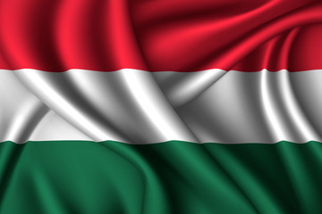 Obraz premium Hungary national flag of silk. Template for your design