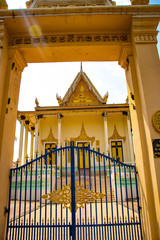 A beautiful view of buddhist temple at Phnom Penh, Cambodia.