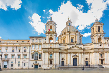 Fototapeta na wymiar Santa Agnese in Agone, 17th-century Baroque church in Rome, Italy. It faces onto the Piazza Navona, one of the main urban spaces in the historic centre of the city.