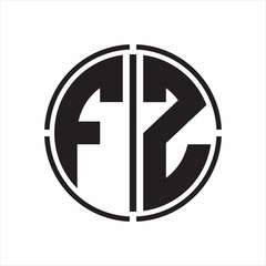 FZ Logo initial with circle line cut design template on white background