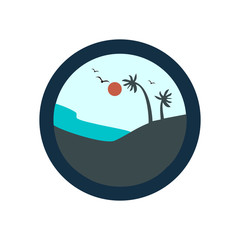 Island Ocean Beach Palm Tree Surf Vacation Holiday Hawaii Travel logo design