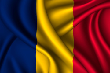 Chad national flag of silk. Template for your design