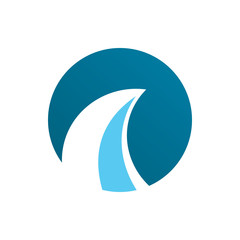 blue circle wave logo design