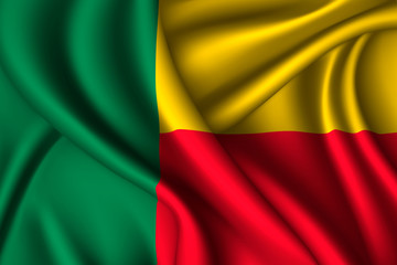 Obraz premium Benin national flag of silk. Template for your design