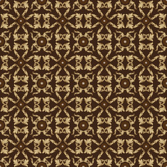 Modern Art work flower motifs on Kawung batik design with simple golden brown color design