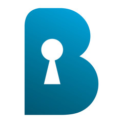 blue letter b lock logo design